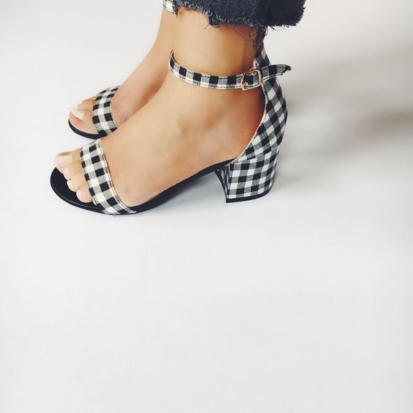 Last 1✨Carmen Gingham Ankle Strap Low Block Heels - Picture 7 of 8